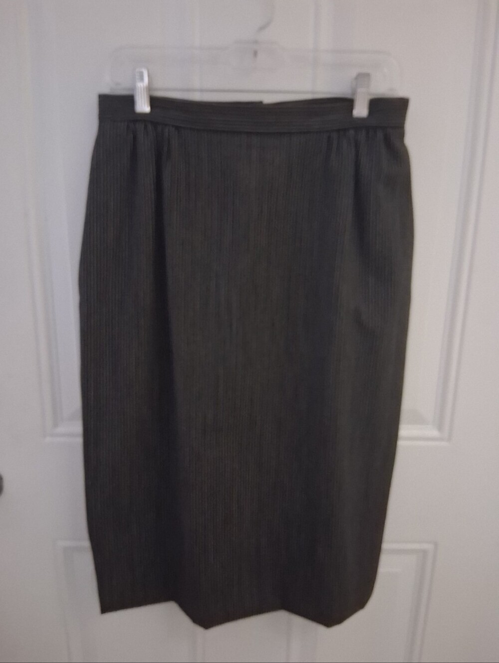 Black Pinstripe Midi Skirt